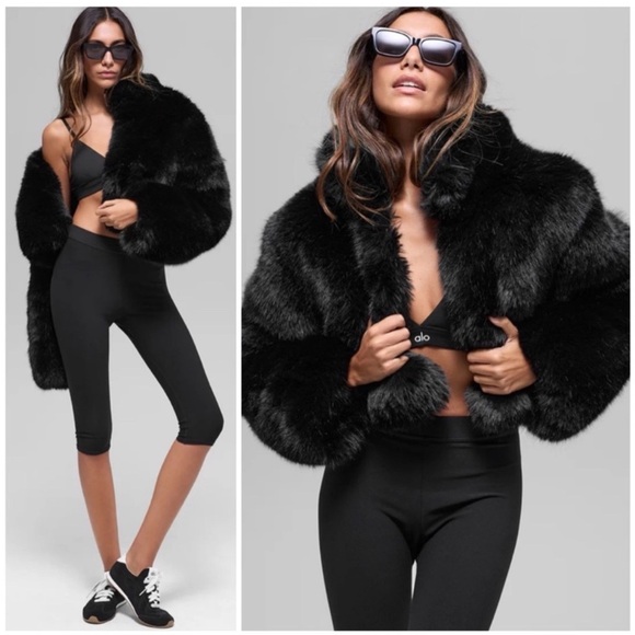 ALO Yoga Black Faux Fur Jacket - Picture 2 of 4